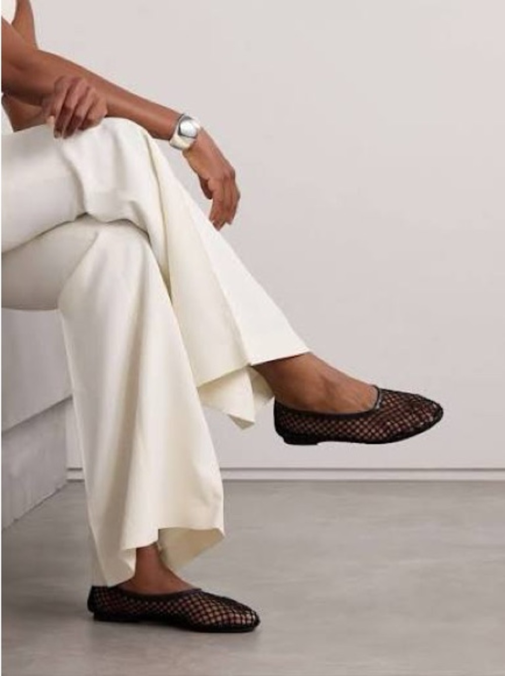 STAUD Alba Navy Mesh Ballet Flats - Picture 4 of 5